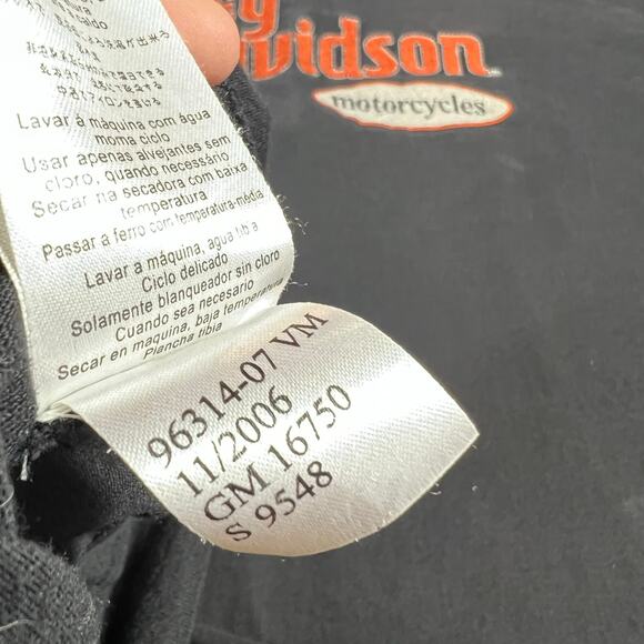 Harley Davidson Y2K Long Sleeve T Shirt Black and Orange Embroidered - Picture 8 of 8